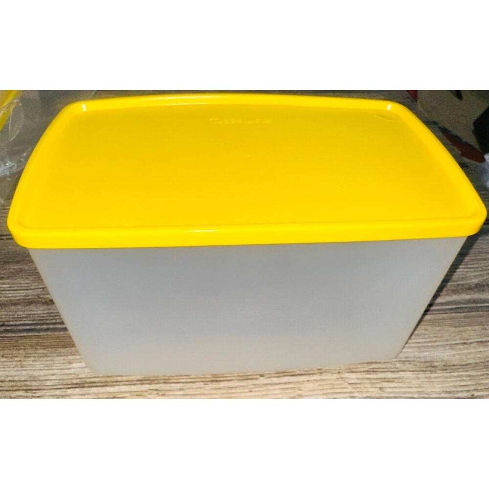 Tupperware 11.5 Cup Pak N Stor Rectangle Freezer Container Yellow Freeze It